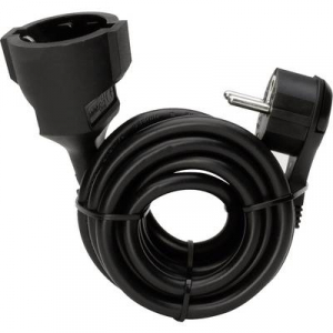 Hálózati hosszabbítókábel, fekete, 5 m, HO5VV-F 3 G 1,5 mm2, Kopp 143705086