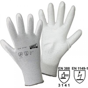 L+D worky ESD Nylon/Carbon-PU 1171-7 Nylon Munkakesztyű Méret (kesztyű): 7, S EN 388 , EN 1149-1 CAT II 1 pár