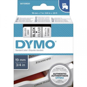 DYMO feliratozószalag D1, 19mm, átlátszó/fekete, S0720820