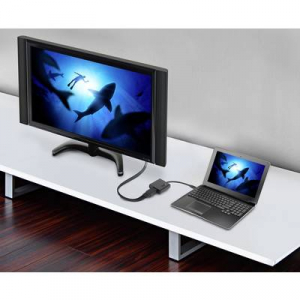 USB - HDMI átalakító adapter, 1x USB C dugó - 1x HDMI aljzat, aranyozott, fekete, Renkforce