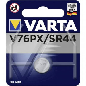 V 76 PX gombelem, ezüstoxid, 1,55V, 160 mAh, Varta 357, 303, V13GS, SR44W, SR44, SR1154, D357, RW42, 228, J, 280-62