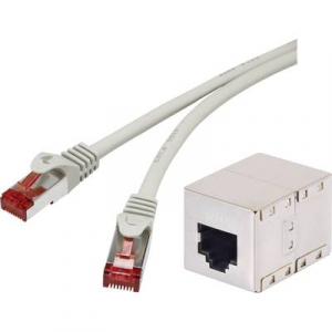 RJ45 H&aacute;l&oacute;zat Hosszabb&iacute;t&oacute;k&aacute;bel CAT 6A S/FTP 3.00 m Sz&uuml;rke V&eacute;dővel, L&aacute;ng&aacute;ll&oacute; Renkforce