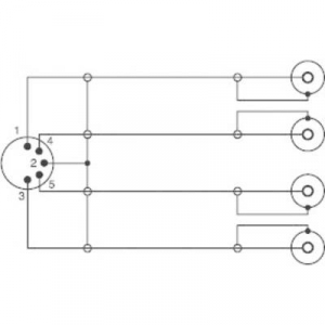 SpeaKa Professional RCA / DIN csatlakozó Audio Y adapter [1x Dióda dugó, 5 pólusú (DIN) - 4x RCA alj] Fekete