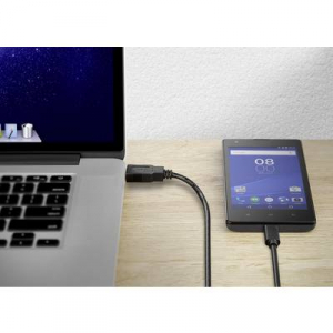 Renkforce USB 2.0 Csatlakozókábel [1x USB 2.0 dugó, A típus - 1x USB-C™ dugó] 1.50 m Fekete Aranyozatt érintkező