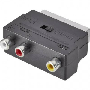SpeaKa Professional RCA / SCART Átalakító [3x RCA alj - 1x SCART dugó] Fekete Átkapcsolóval