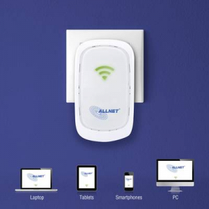 WLAN repeater, hatótáv növelő 300 MBit/s 2.4 GHz Allnet ALL0237R