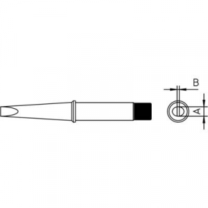 Weller CT6D7 W101 pákához. Hosszú, keskenyedő, kétoldalt csapott, lapított, véső formájú pákahegy, forrasztóhegy 5.0 mm