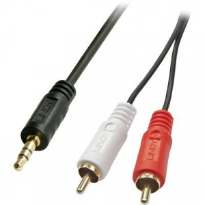 LINDY RCA / Jack Audio Csatlakoz&oacute;k&aacute;bel [2x RCA dug&oacute; - 1x Jack dug&oacute;, 3,5 mm-es] 2.00 m Fekete