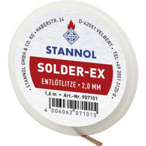Kiforrasztó huzal, ónszívó sodrat 1.6 m 2.0 mm széles Stannol Solder