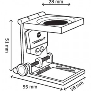 Talpas nagyító, összecsukható szál nagyító, LED világítással 6x-os nagyítással 28 mm, fekete színű TOOLCRAFT 1511639