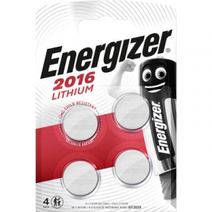 CR2016 lítium gombelem, 3 V, 90 mA, 4 db, Energizer BR2016, DL2016, ECR2016, KCR2016, KL2016, KECR2016, LM2016