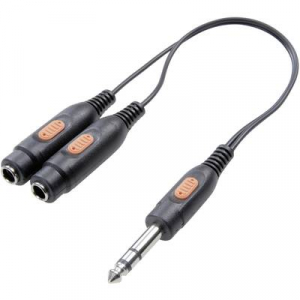 SpeaKa Professional Jack Audio Y adapter [1x Jack-dugó, 6,35 mm-es - 2x Jack alj, 6,35 mm-es] Fekete
