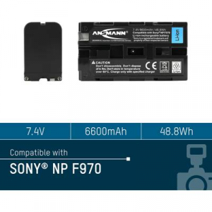 Kamera akku Ansmann Megfelelő eredeti akku NP-F970 7.4 V 6600 mAh A-Son NP-F970