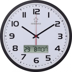 Rádiójel vezérelt analóg falióra, 32 x 4,5 cm, fekete, renkforce HD-WRCL135