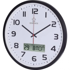 Rádiójel vezérelt analóg falióra, 32 x 4,5 cm, fekete, renkforce HD-WRCL135