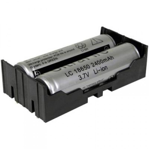 Elemtartó 18650-es elemhez 2 x 18650, 77,7 x 20,21 x 21,54 mm, MPD BK-18650-PC4