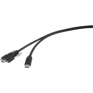 Renkforce USB 3.0 Csatlakozókábel [1x USB-C™ dugó - 1x USB-C™ dugó] 1.00 m Fekete Csavarozható