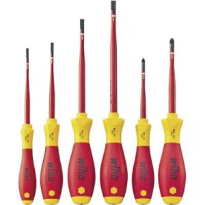 VDE egyenes-/kereszt (PZ) csavarhúzó készlet, 6 részes, Wiha SoftFinish electric slimFix 36205