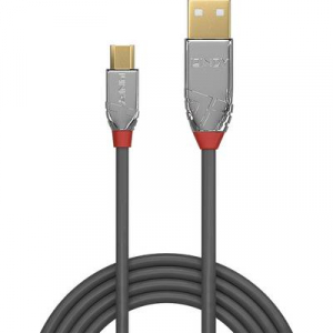 LINDY USB 2.0 Csatlakozókábel [1x USB 2.0 dugó, A típus - 1x USB 2.0 dugó, mikro B típus] 5.00 m Szürke