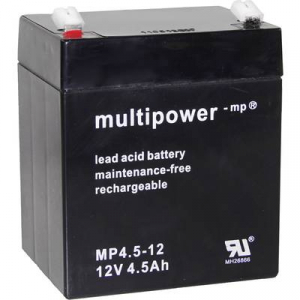 multipower PB-12-4,5-4,8 MP4,5-12 Ólomakku 12 V 4.5 Ah Ólom-vlies (AGM) (Sz x Ma x Mé) 90 x 107 x 70 mm 4,8 mm-es laposérintkezős dugó Karbantartásmen