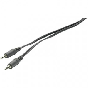 Jack audio kábel, 1x 3,5 mm jack dugó - 1x 3,5 mm jack dugó, 2 m, fekete, lapos, SpeaKa Professional 325336