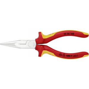 Knipex 25 06 160 VDE szigetelt fél kerek csőrű gólyacsőr fogó, vágóéllel 160 mm