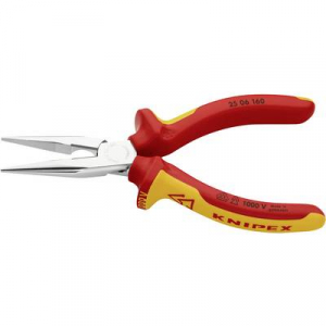 Knipex 25 06 160 VDE szigetelt fél kerek csőrű gólyacsőr fogó, vágóéllel 160 mm