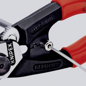 Drótkötél vágó olló Alkalmas (csupaszoló technika) Vég perselyek a Bowden-perselyeken és a sodronyköteles felvonókon 7 mm 7 Knipex 95 62 190 T