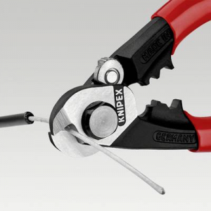 Drótkötél vágó olló Alkalmas (csupaszoló technika) Vég perselyek a Bowden-perselyeken és a sodronyköteles felvonókon 7 mm 7 Knipex 95 62 190 T