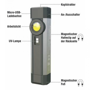 SMD LED-es munkalámpa, akkus, Kunzer PL-031 COB-LED