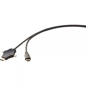 Renkforce Cable-Sharing Összekötőkábel [1x HDMI dugó - 3x DisplayPort dugó, Mini DisplayPort dugó, USB 3.1 dugó, C típus] Fekete tépésbiztos, sodort é