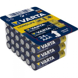Mikroelem AAA, alkáli mangán, 1,5V, 24 db, Varta Longlife LR03, AAA, LR3, AM4M8A, AM4, S