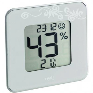 Digitális páratartalom-/hőmérő, fehér, TFA Style 30.5021.02