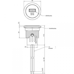 Beépíthető USB dugaszoló aljzat 12/24V, 3A, Procar
