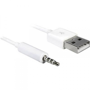 Apple iPod Shuffle töltőkábel, adatkábel, 1x USB 2.0 dugó A - 1x 3.5 mm-es Jack dugó, 1m, fehér, Delock 83182