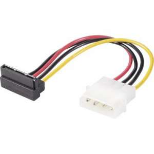 SATA tápkábel [1x IDE csatlakozó, 4pólusú - 1x SATA aljzat15pólusú] 0.15 m, fekete, piros, sárga, Renkforce
