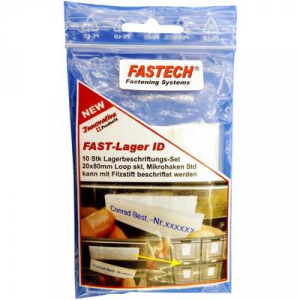 Öntapadó tépőzár, fehér, 10 db, Fastech 610-010-Bag