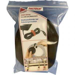 Tépőzár szalag bolyhos és horgos fél, 5 m x 50 mm, fekete, Fastech 699-330 Bag
