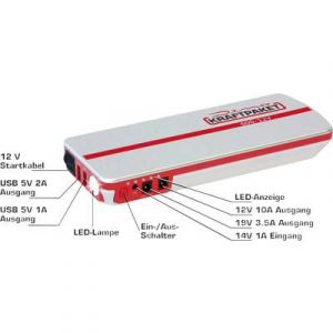 Indítássegítő 12 V-os Powerbankkal + LED munkalámpával, DINO
