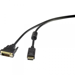 Renkforce Kijelző csatlakozó / DVI Csatlakozókábel [1x DisplayPort dugó - 1x DVI dugó, 24+1 pólusú] 1.00 m Fekete