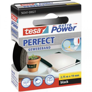 Szövetbetétes ragasztószalag fekete, 2,75m x 19mm, tesa® EXTRA POWER