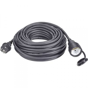 Kültéri, gumi hálózati hosszabbítókábel védőkupakkal, fekete, 20 m, H07RN-F 3G 1,5 mm2, Renkforce 1373173