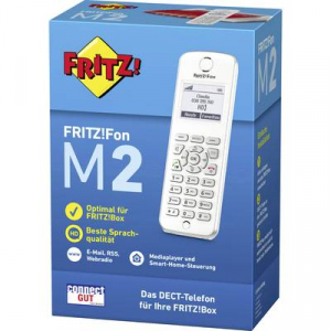 AVM FRITZ!Fon M2 Vezeték nélküli VoIP telefon Bébiszitter, Kihangosító Világító kijelző Fehér, Ezüst