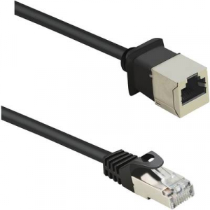 RJ45 Hálózat Hosszabbítókábel CAT 5e F/UTP 5.00 m Fekete Védővel, Aranyozatt érintkező Renkforce