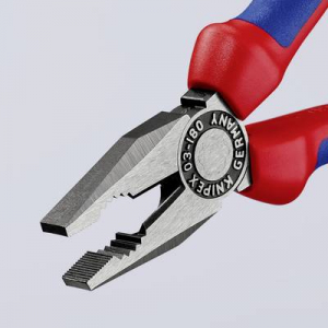 Kombinált fogó, 180 mm, vágási érték: (közepes/kemény) O 3,4/2,2 mm, max. 16 mm2, Knipex 03 02 180
