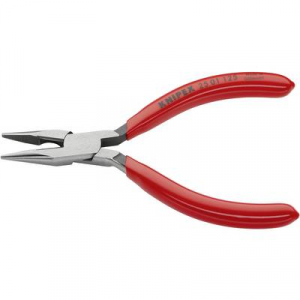 Fél-kerek csőrű fogó vágóéllel (Rádiófogó) 125 mm, hegyes, lapos pofa, Knipex 25 01 125