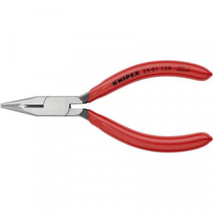 Fél-kerek csőrű fogó vágóéllel (Rádiófogó) 125 mm, hegyes, lapos pofa, Knipex 25 01 125
