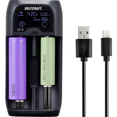 VOLTCRAFT CC-3 NiMH, NiCd, Lítiumion, LiFePO Mini (AAAA), Mikro (AAA), Ceruza (AA), Baby (C), Sub-C, A, 10440, 14500, 14650, 16340, 17355, 17500, 1765