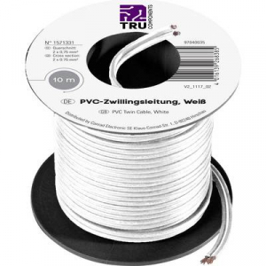 PVC huzal 2 x 0,75 mm2, fehér, 10 m, Tru Components