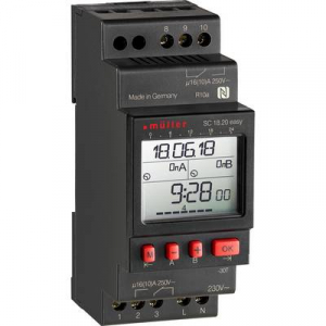 Müller SC18.20 easy, 24 V ACDC Kalapsínes időkapcsoló óra Digitális 24 V/DC, 24 V/AC 16 A/250 V